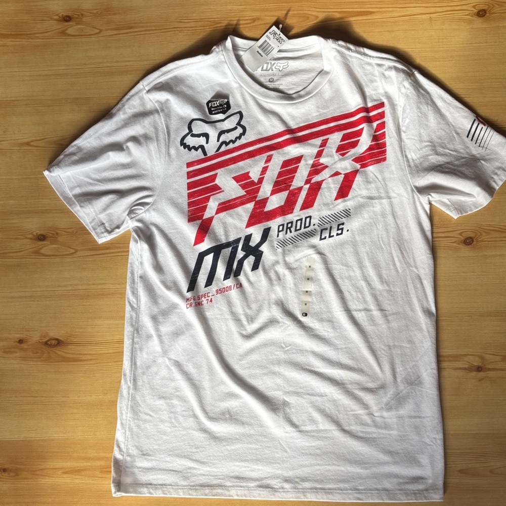 NWT Fox White and Red MX Graphic Tee
